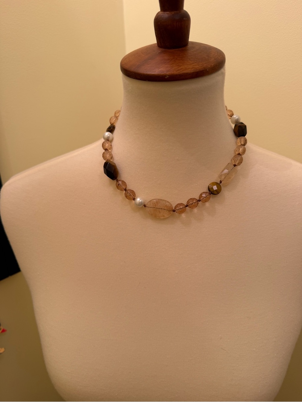 Gold-Tone/brown Beaded Statement Necklace